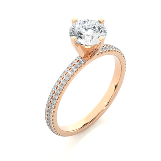 1.5 Ct Peg Head Four Prong Moissanite Engagement Ring With Accents in Rose Gold