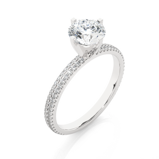 1.5 Ct Peg Head Four Prong Moissanite Engagement Ring With Accents in White Gold