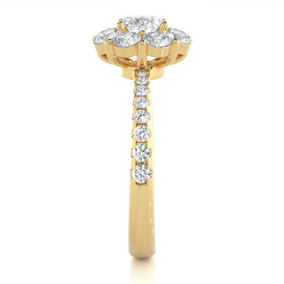 Pinched Shank Flower Design Moissnaite Ring yellow gold