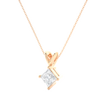 Load image into Gallery viewer, 0.5 Carat Princess Cut Solitaire Moissanite Pendant in Rose Gold
