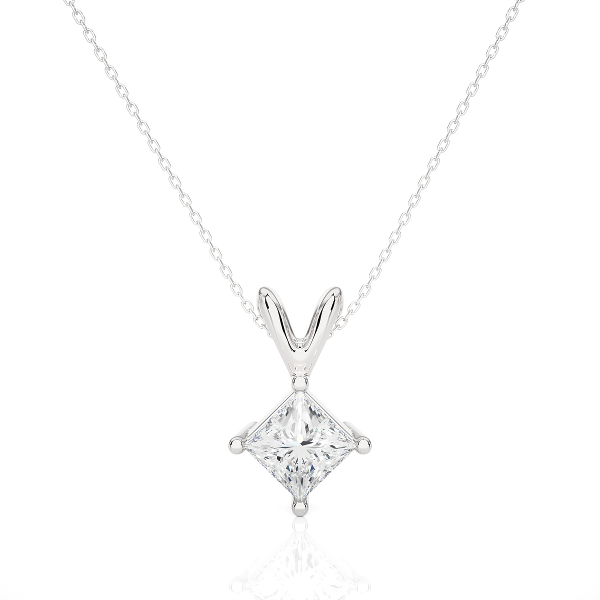 Princess cut moissanite pendant silver