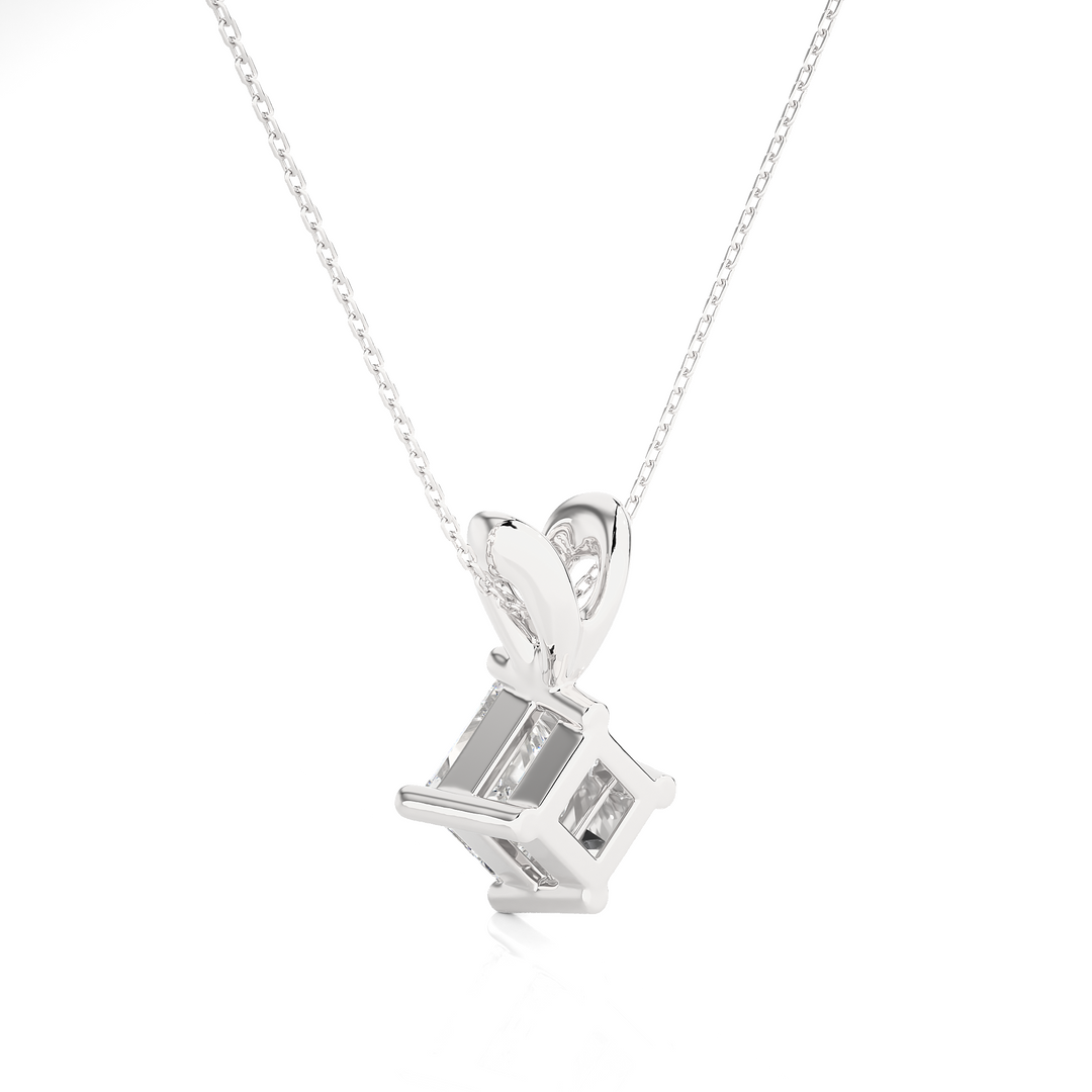 0.5 Carat Princess Cut Moissanite Solitaire Pendant in White Gold