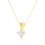 Load image into Gallery viewer, 0.5 Carat Princess Shaped Moissanite Solitaire Pendant in Yellow Gold
