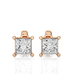 Load image into Gallery viewer, 1 Ct Princess Cut Moissanite Solitaire Stud Earrings In Yellow Gold
