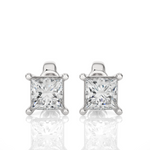 Load image into Gallery viewer, 1 Ct Princess Cut Moissanite Solitaire Stud Earrings In Yellow Gold
