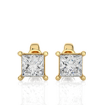 Load image into Gallery viewer, Princess Cut Soliatire Moissanite Earrings yellow gold
