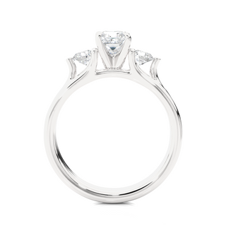 Princess and Round Stone Moissanite Ring silver