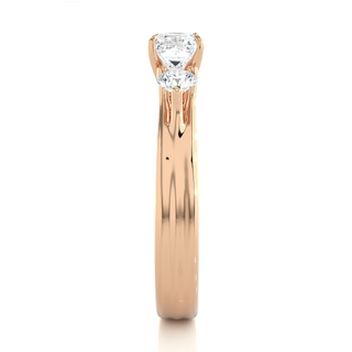 Princess and Round Stone Moissanite Ring rose gold