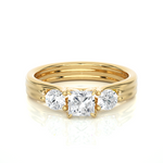 Load image into Gallery viewer, 1 Carat Princess And Round Cut Moissanite Three Stone Ring In Rose Gold

