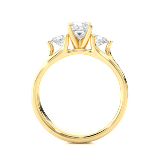 Princess and Round Stone Moissanite Ring yellow gold
