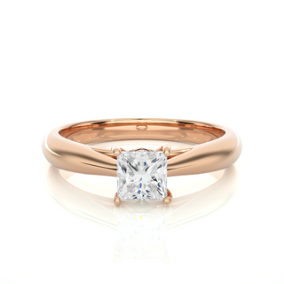 1 Ct Bridge Setting Princess Cut Moissanite Engagement Ring in White Gold