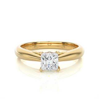 1.5 Ct Bridge Setting Princess Cut Moissanite Engagement Ring in Rose Gold