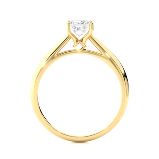 1 Ct Bridge Setting Princess Cut Moissanite Engagement Ring in Yellow Gold