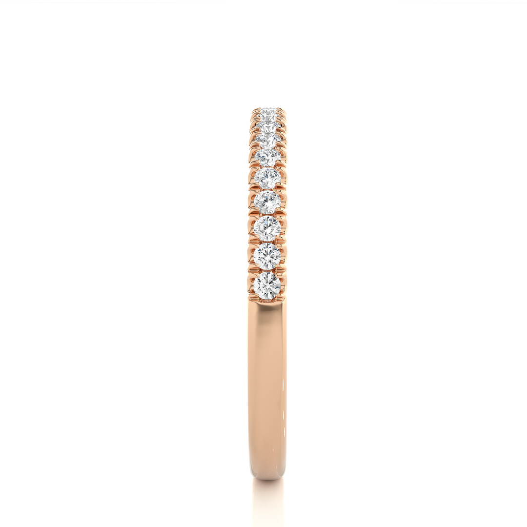 1.40 Mm V-Split Round Moissanite Wedding Band In Rose Gold