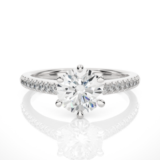 1.50 Ct Round Cut Stone With Six Prong Moissanite Engagement Ring in White Gold