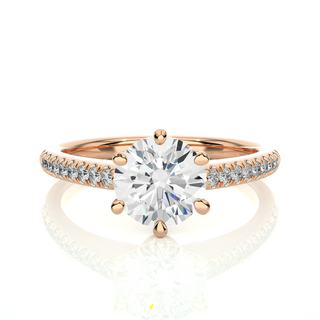 Round Cut Stone with Six Prong Moissanite Ring rose gold