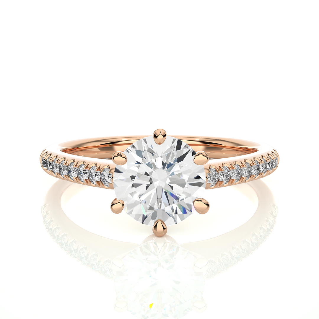 1.50 Ct Round Cut Moissanite Six Prong Engagement Ring In White Gold