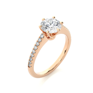 Round Cut Stone with Six Prong Moissanite Ring rose gold