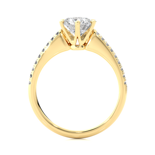 Round Cut Stone with Six Prong Moissanite Ring yellow gold