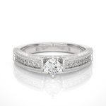 Load image into Gallery viewer, 1.50 Ct Round Moissanite Vintage Ring With Beads Accent In White Gold
