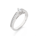 Load image into Gallery viewer, Round Cut with Beads Accent Moissanite Ring white gold

