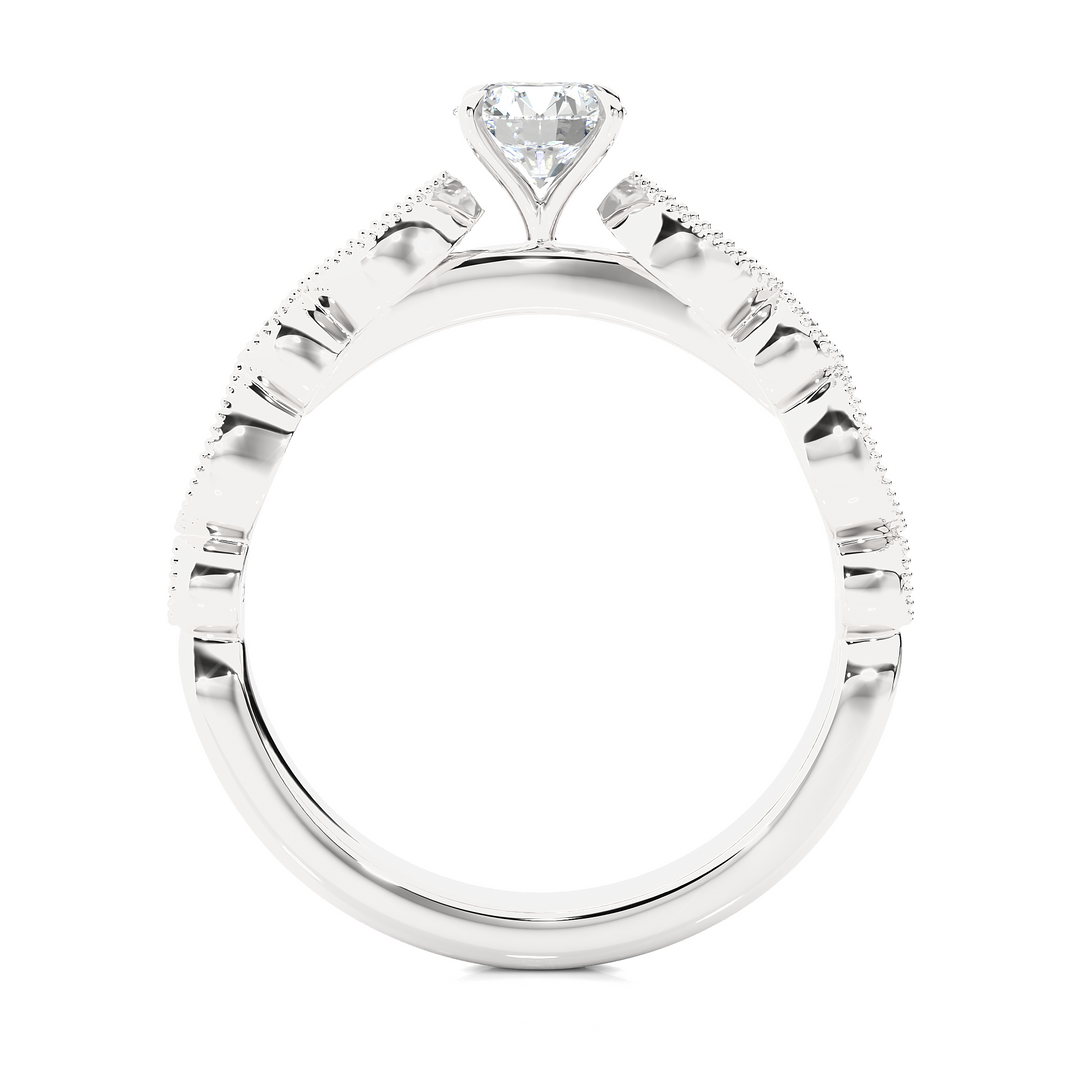 2 Carat Round Moissanite Beads Setting Wedding Ring In White Gold