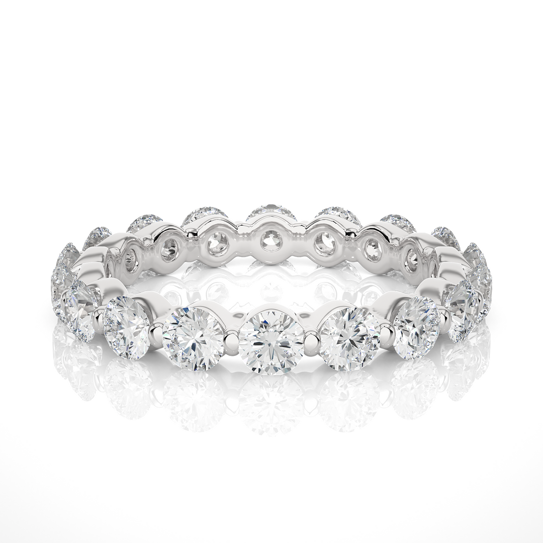 1.50 Ct Bar Setting Round Moissanite Eternity Band In Rose Gold