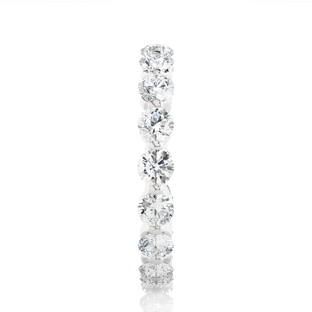 1.50 Ct Bar Setting Round Moissanite Eternity Band In Silver