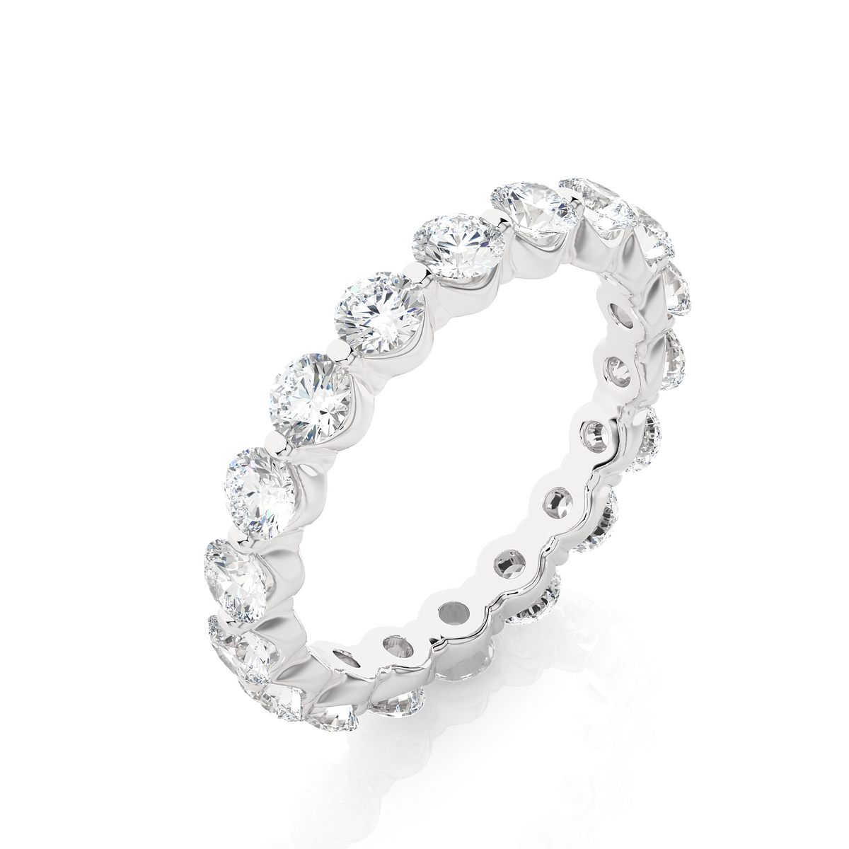 Round shape bar setting moissanite ring white gold
