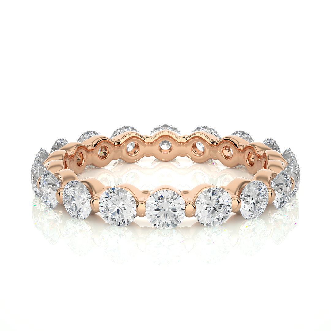 1.50 Ct Bar Setting Round Moissanite Eternity Band In Rose Gold