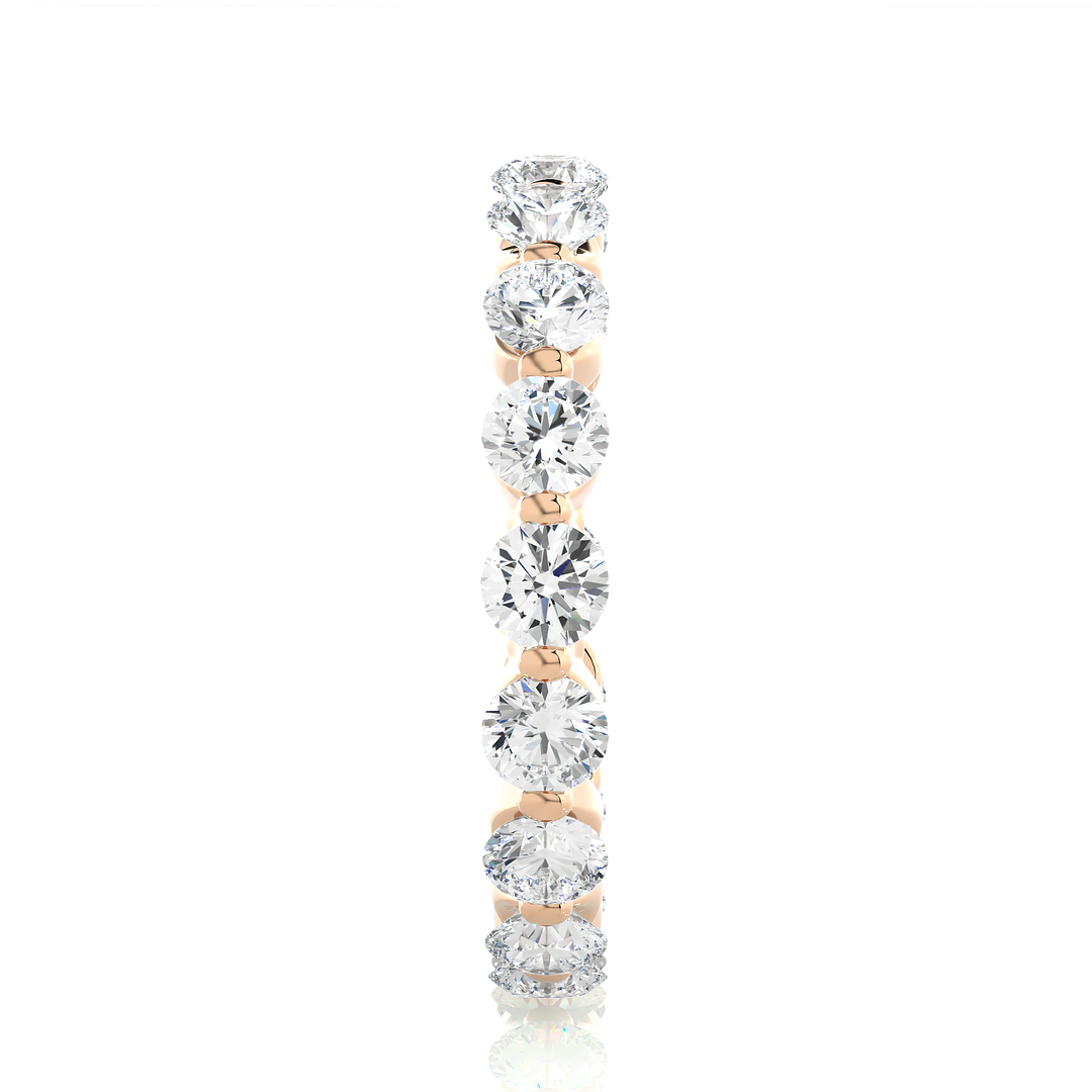 1.50 Ct Bar Setting Round Moissanite Eternity Band In Rose Gold