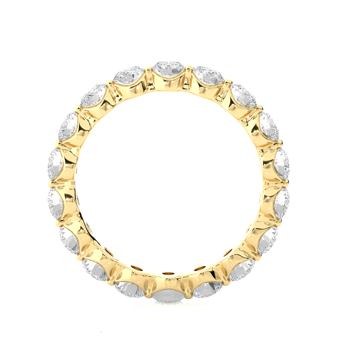 Round Shape Bar Setting Moissanite Ring yellow gold