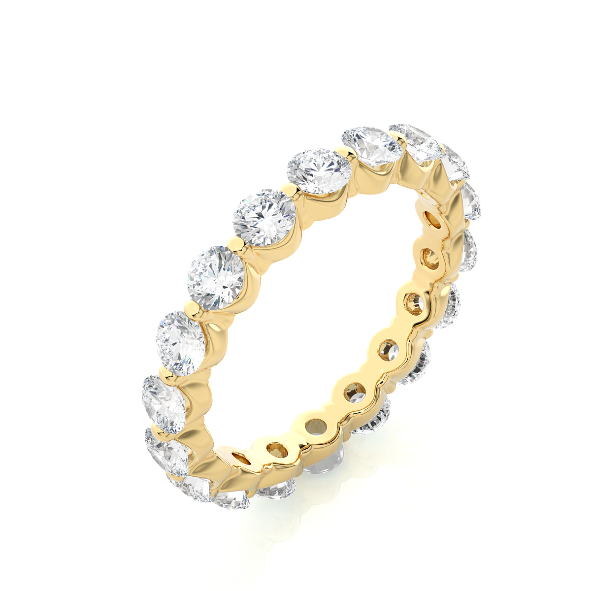 Round shape bar setting moissanite ring yellow gold