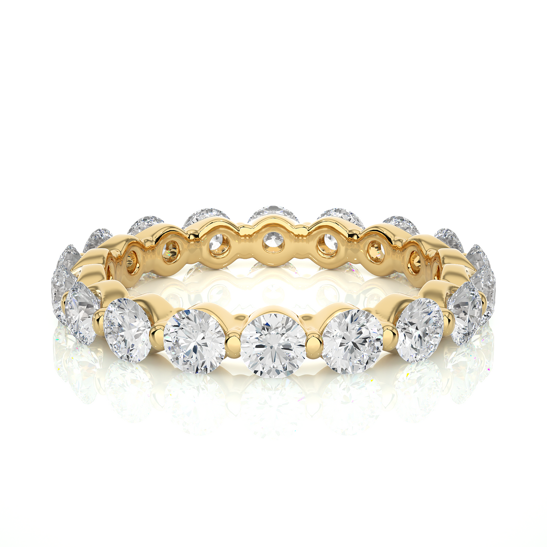 1.50 Ct Bar Setting Round Moissanite Eternity Band In Rose Gold