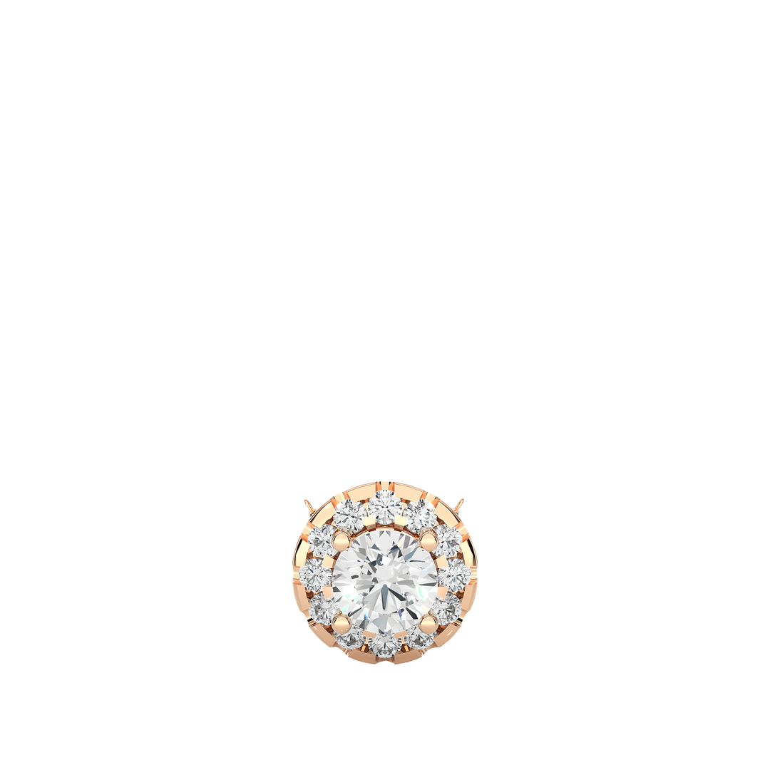 0.50 Cat Slim Scallop Halo Round Moissanite Pendant In Yellow Gold