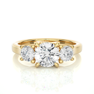 1.50 Ct Round Shape Three Stone Moissanite Engagement Ring in Rose Gold