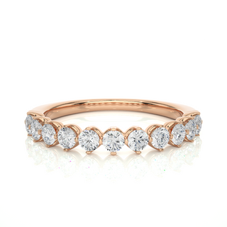 1.5ct Round Stone Bar Prong Moissanite Half Eternity Band in Yellow Gold