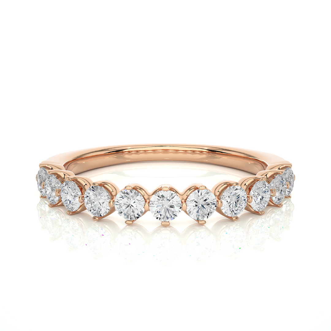1 Ct Round Moissanite Bar Set Half Eternity Band In Silver