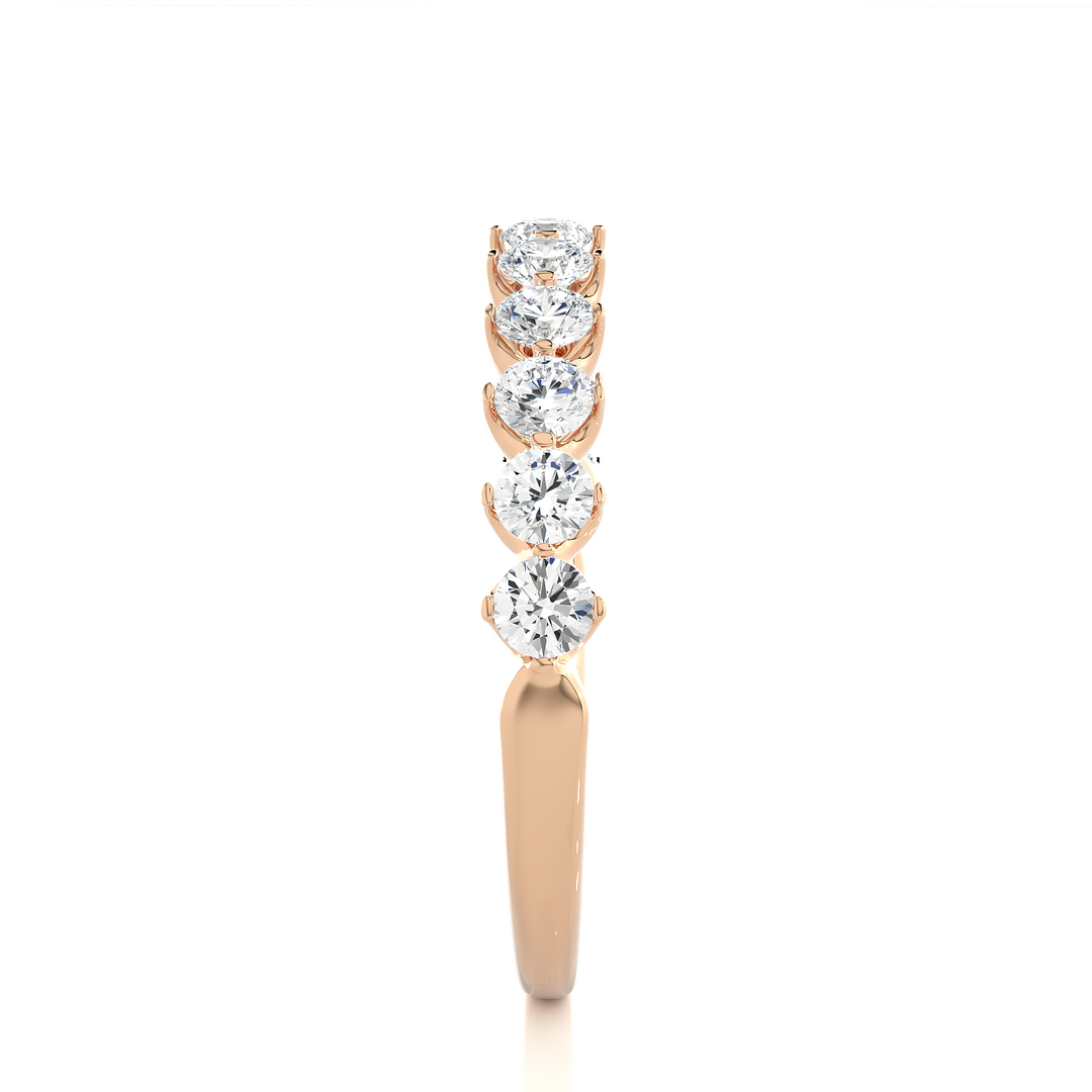 1 Ct Round Moissanite Bar Set Half Eternity Band In Rose Gold