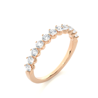 1.5ct Round Stone Bar Prong Moissanite Half Eternity Band in Rose Gold
