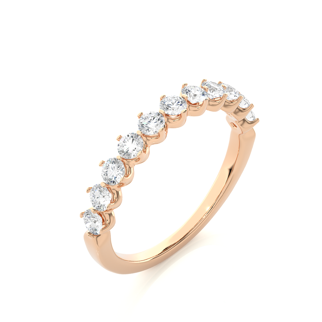 1 Ct Round Moissanite Bar Set Half Eternity Band In Rose Gold