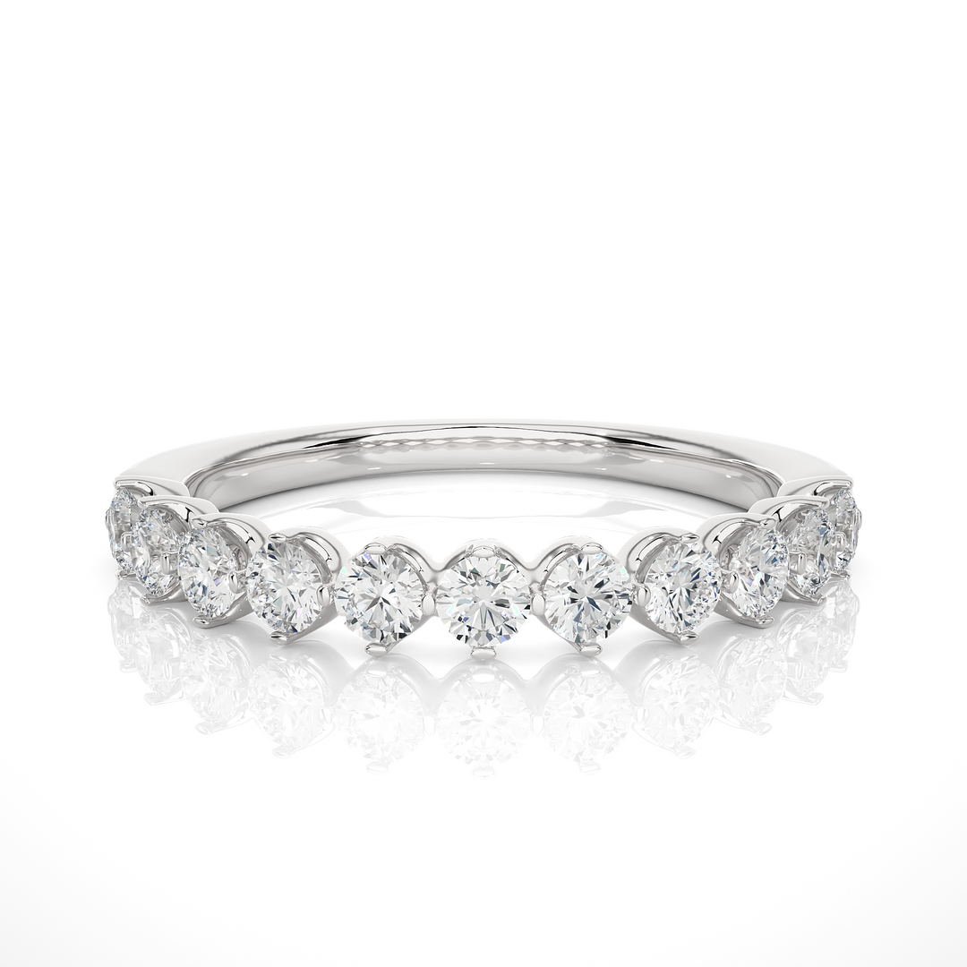 1 Ct Round Moissanite Bar Set Half Eternity Band In Silver