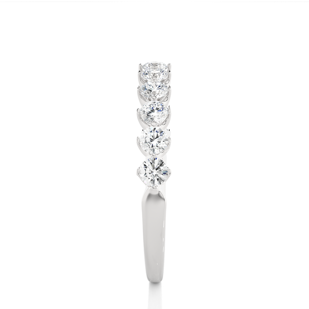 1 Ct Round Moissanite Bar Set Half Eternity Band In Silver