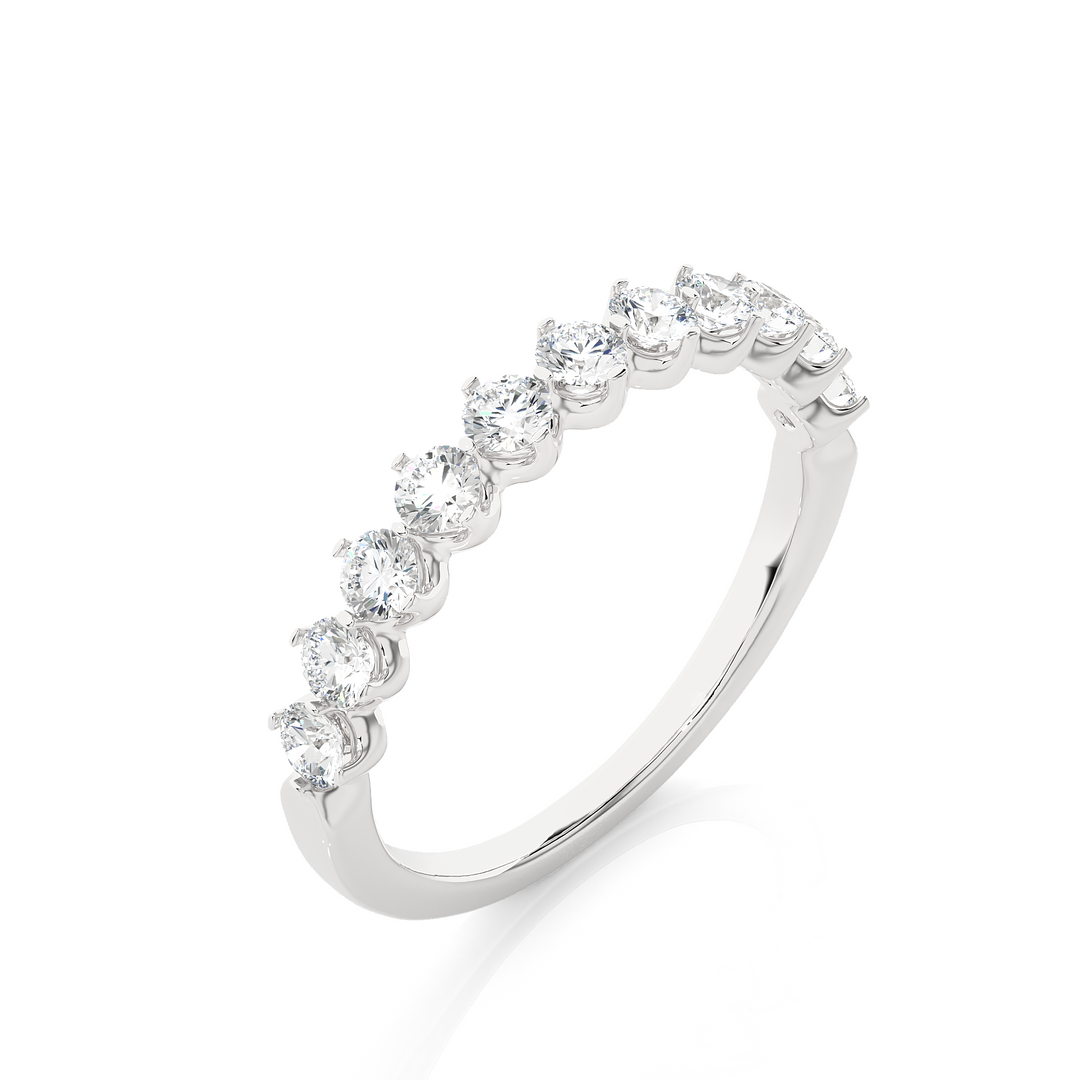 1 Ct Round Moissanite Bar Set Half Eternity Band In Silver