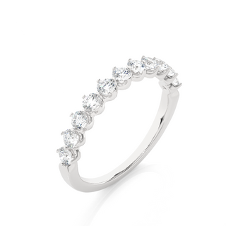 1.5ct Round Stone Bar Prong Moissanite Half Eternity Band in White Gold
