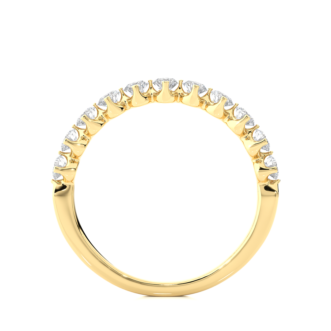 1 Ct Round Moissanite Bar Set Half Eternity Band In Yellow Gold