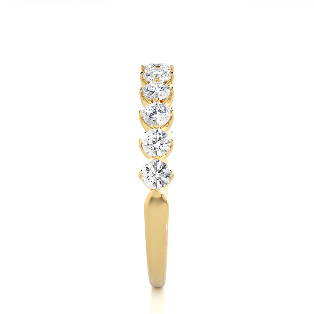1 Ct Round Moissanite Bar Set Half Eternity Band In Yellow Gold