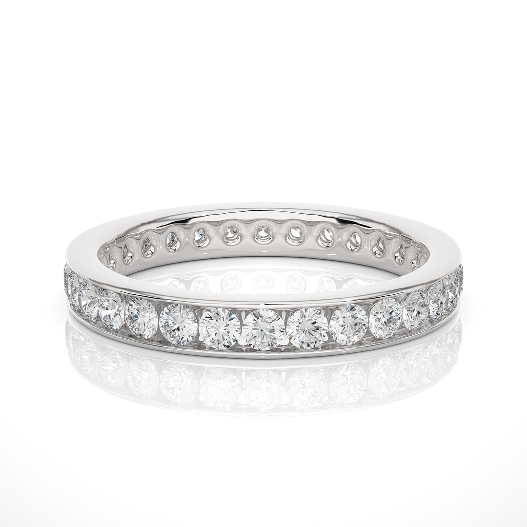 2 Ct Round Moissanite Pave Setting Band In Rose Gold