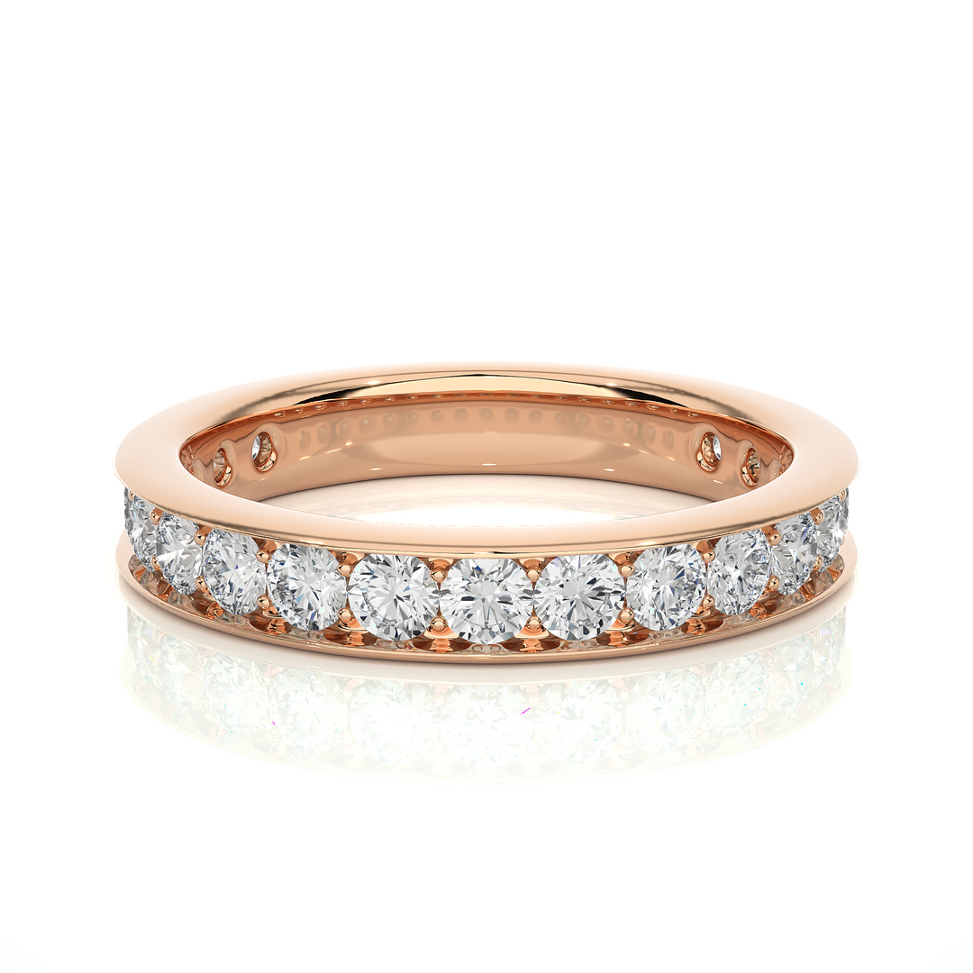 1.50 Ct Round Moissanite Channel Setting Wedding Band In Silver