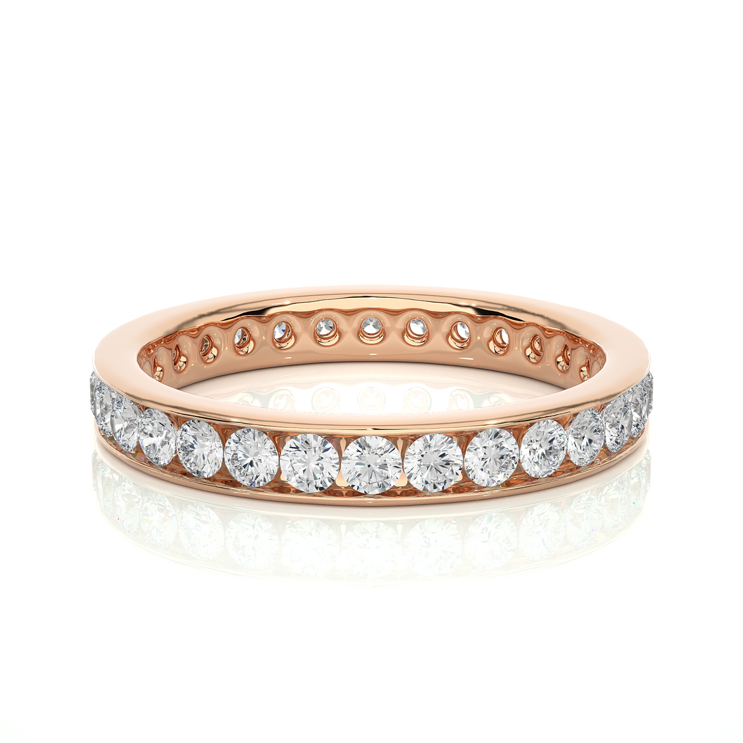 2 Ct Round Moissanite Pave Setting Band In Rose Gold